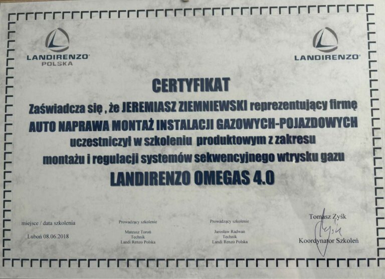 Certyfikat Landirenzo