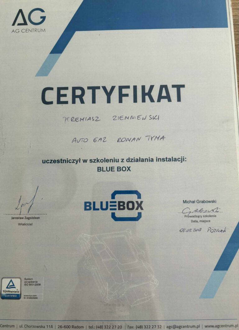 Certyfikat Blue Box