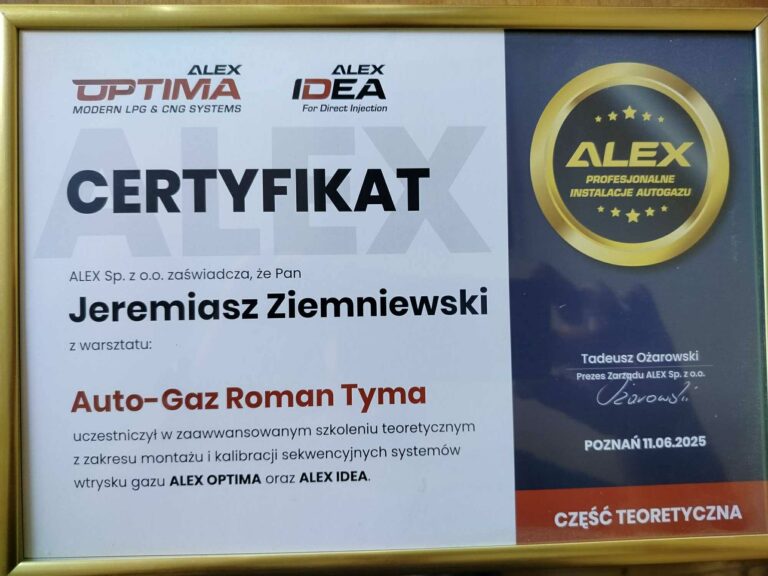 Certyfikat ALEX
